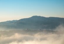 view of foggy mountain