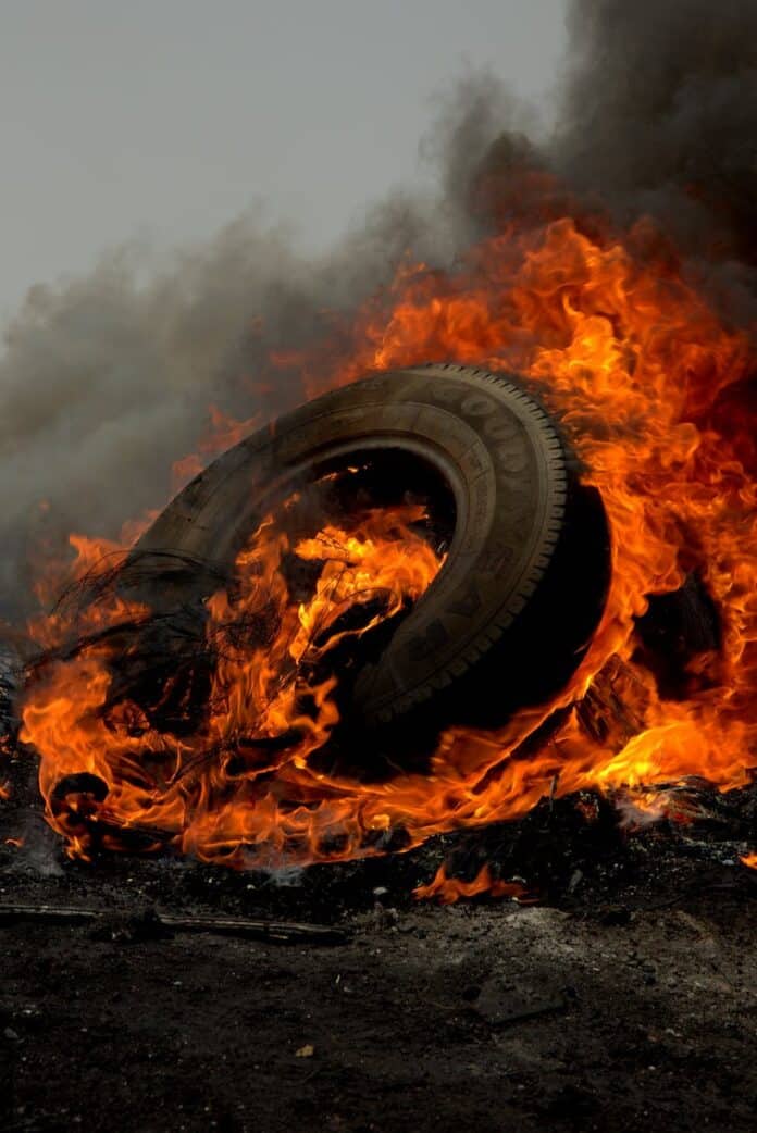 a burning tire