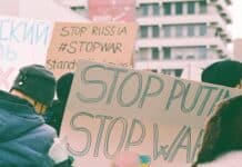 demonstration against the war of aggression russia against ukraine