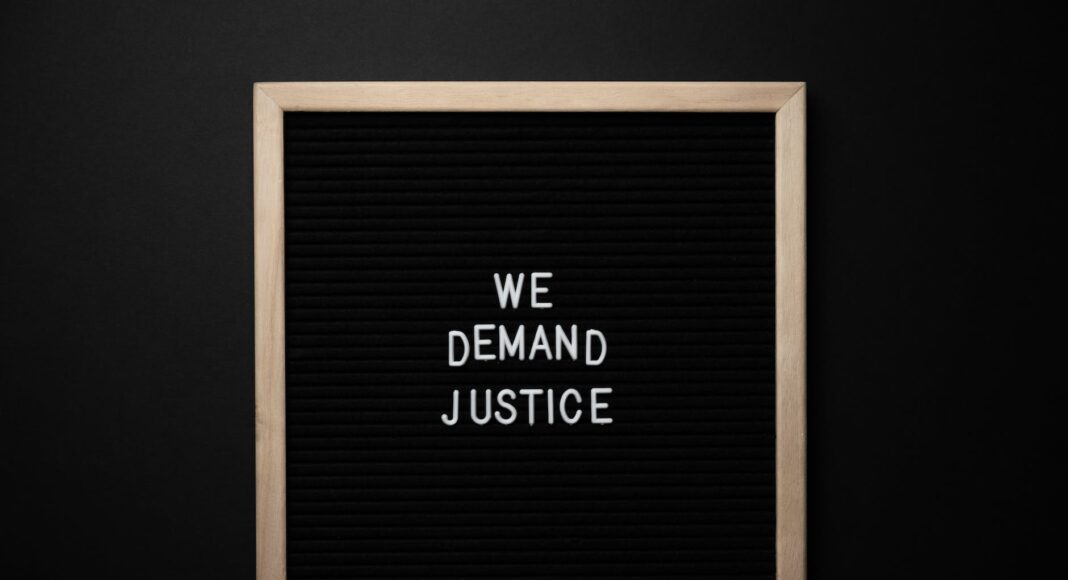 we demand justice inscription in frame
