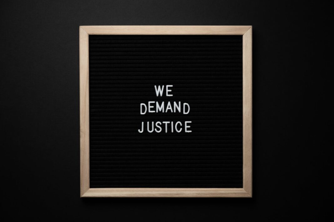 we demand justice inscription in frame