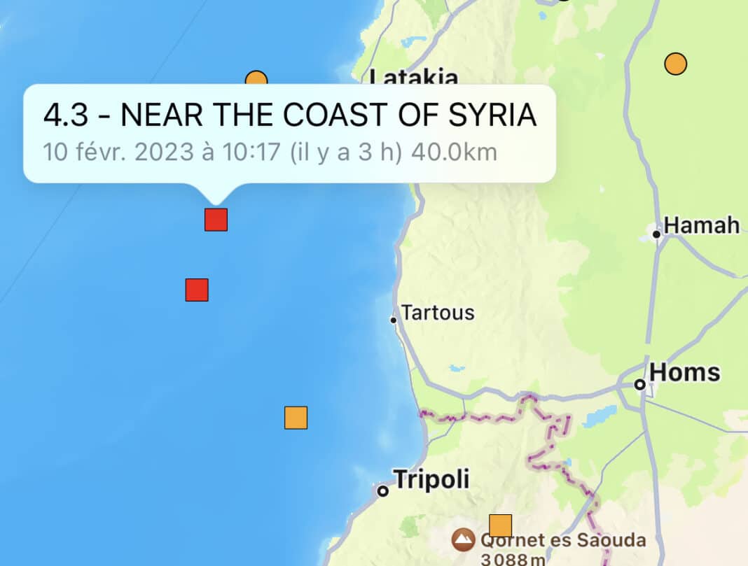 Un s&Atilde;&copy;isme au large des c&Atilde;&acute;tes syriennes secoue un peu le Nord du Liban