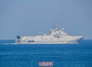 La France et le Liban mènent des manoeuvres militaires conjointes CEDRE 2023 Le PHA Mistral, au large des côtes libanaises, 27/03/2023. Crédit Photo: Libnanews.com, tous droits réservés.
