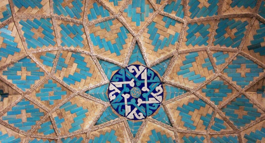 ceiling inside jameh mosque of yazd