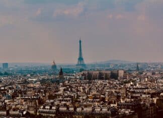 aerial view of eiffel tower