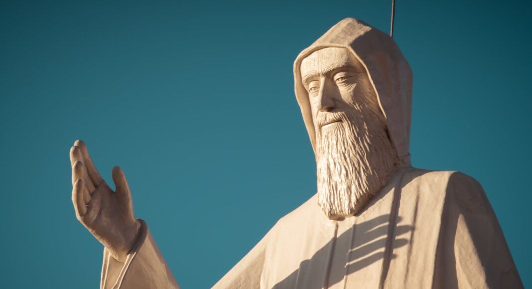 close up of a saint charbel statue in faraiya lebanon