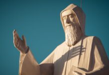close up of a saint charbel statue in faraiya lebanon