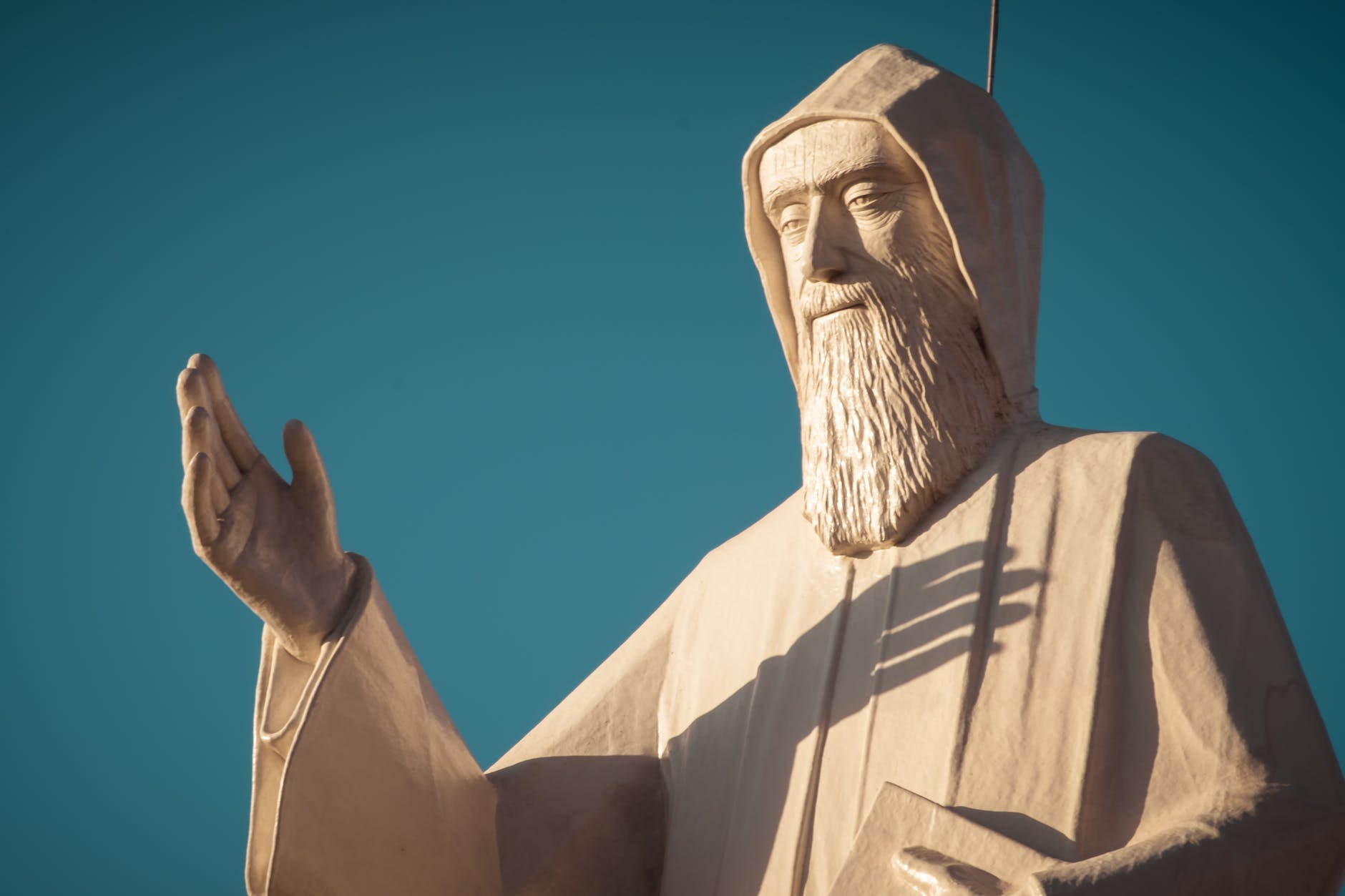 close up of a saint charbel statue in faraiya lebanon
