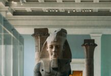 king tut head bust in museum