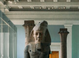 king tut head bust in museum