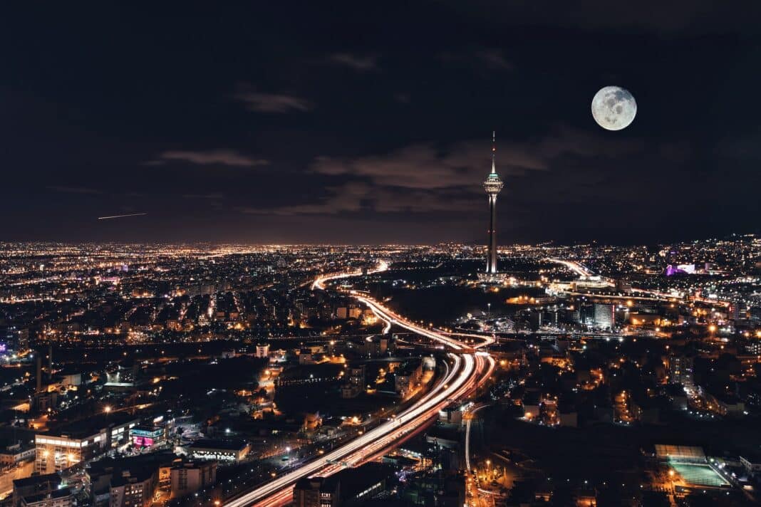 photo of a city at night