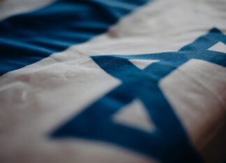 close up of the flag of israel