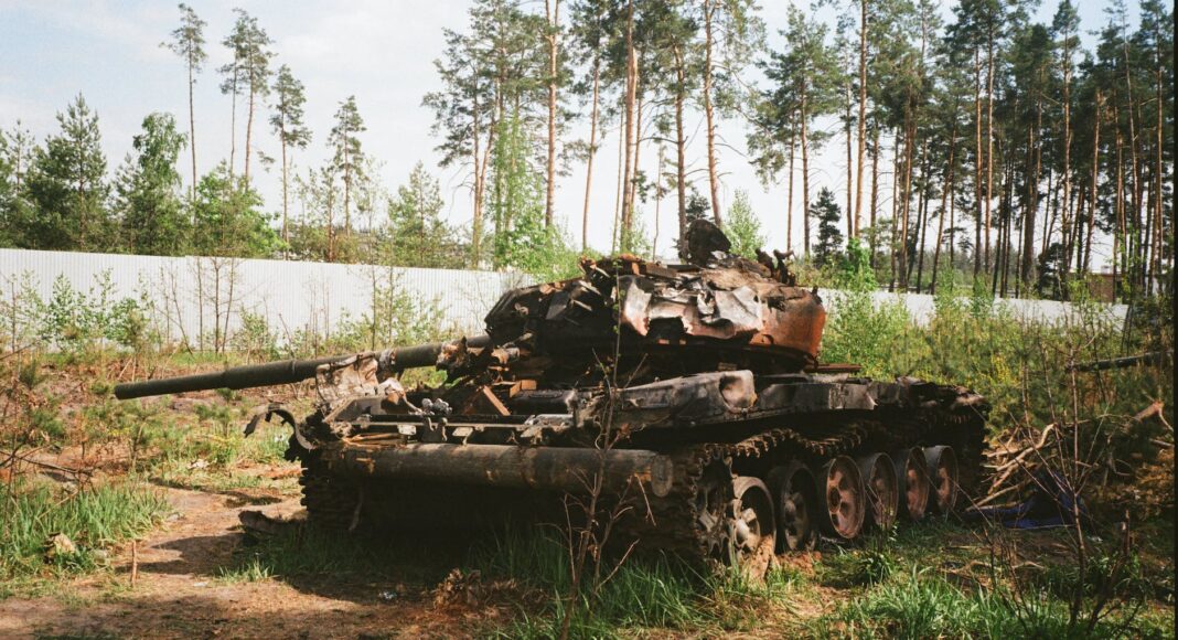 abandoned battle tank