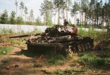abandoned battle tank