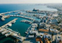 aerial view of limassol marina in cyprus