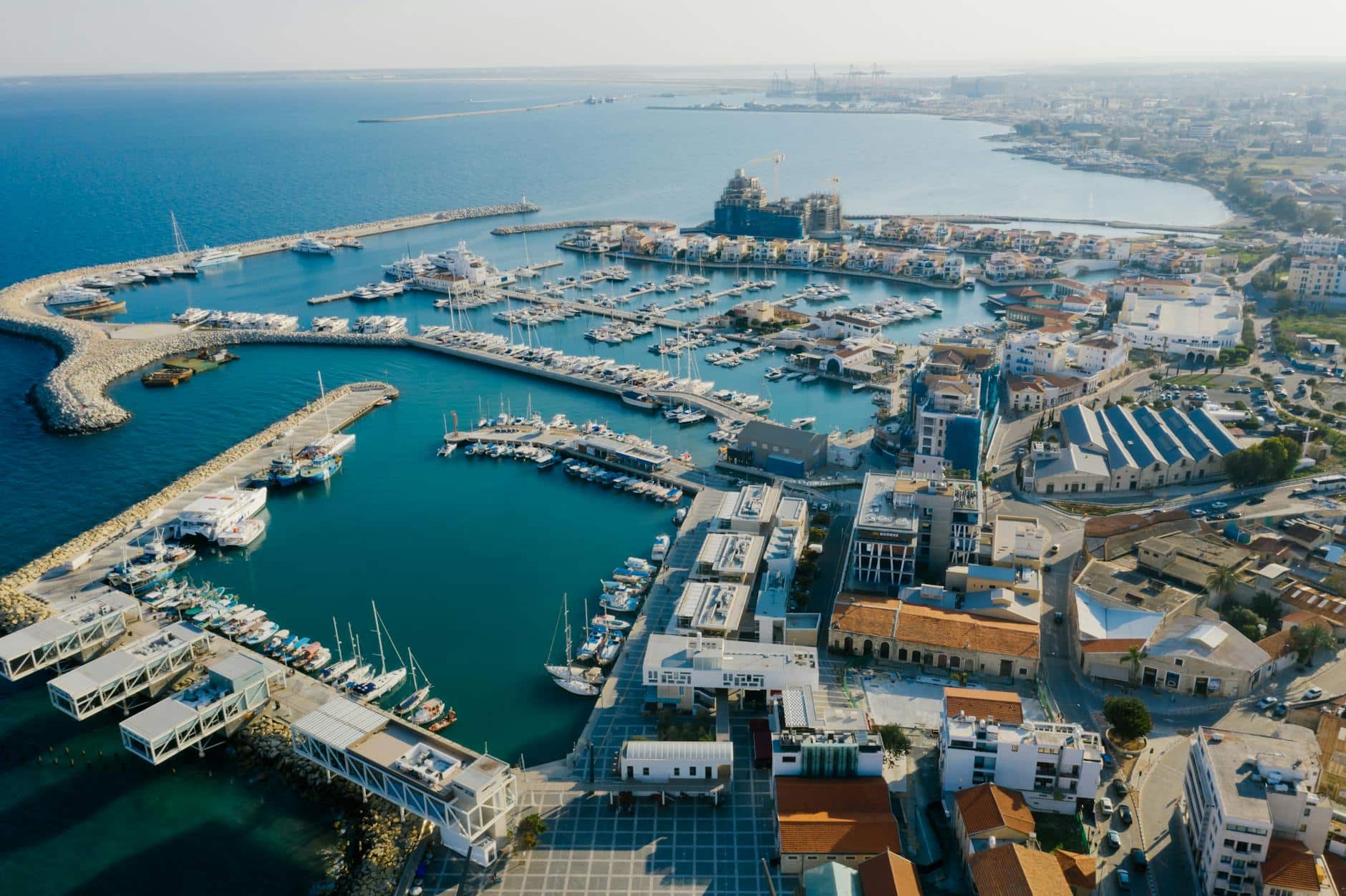 aerial view of limassol marina in cyprus