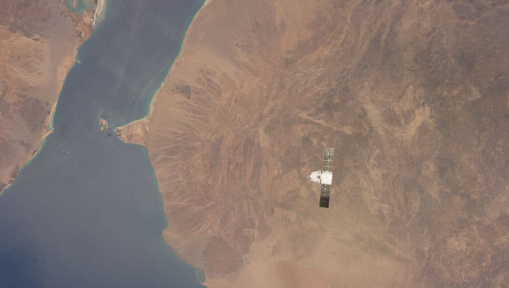 Dragon Capsule Over Gulf of Aden, Red Sea (NASA, International Space Station, 04/20/14)