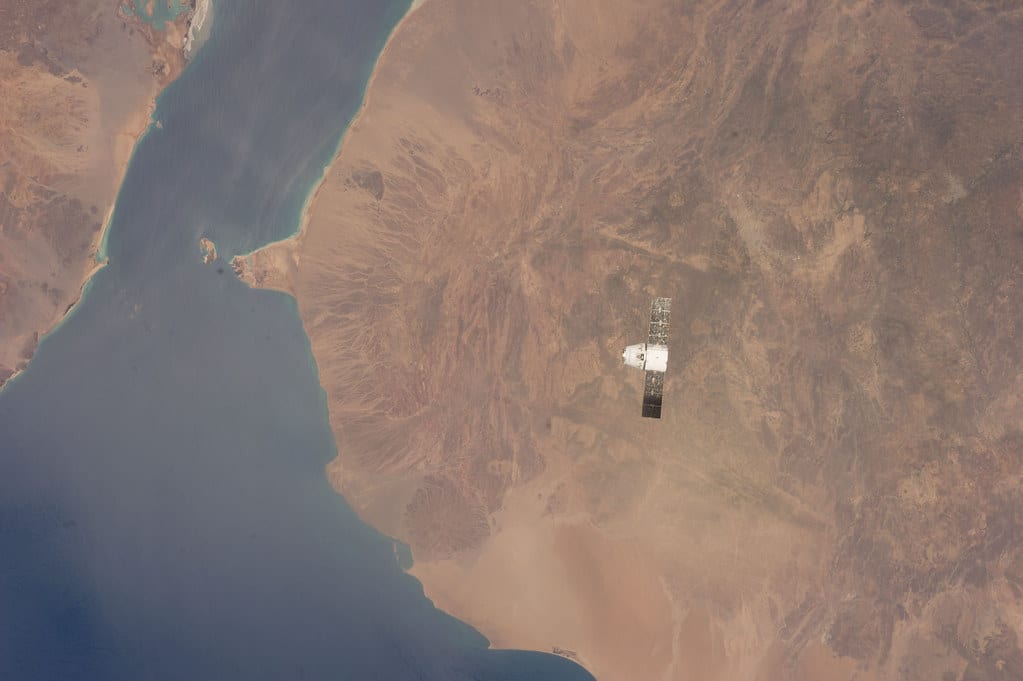 Dragon Capsule Over Gulf of Aden, Red Sea (NASA, International Space Station, 04/20/14)