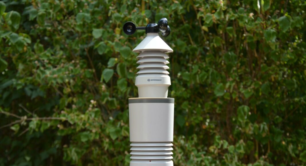 plastic weather station in garden