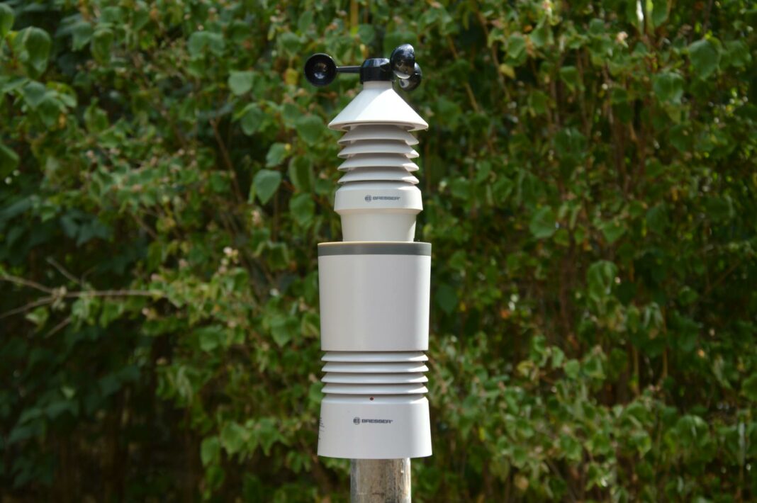 plastic weather station in garden