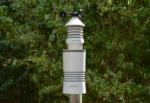 plastic weather station in garden