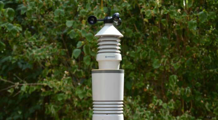 plastic weather station in garden