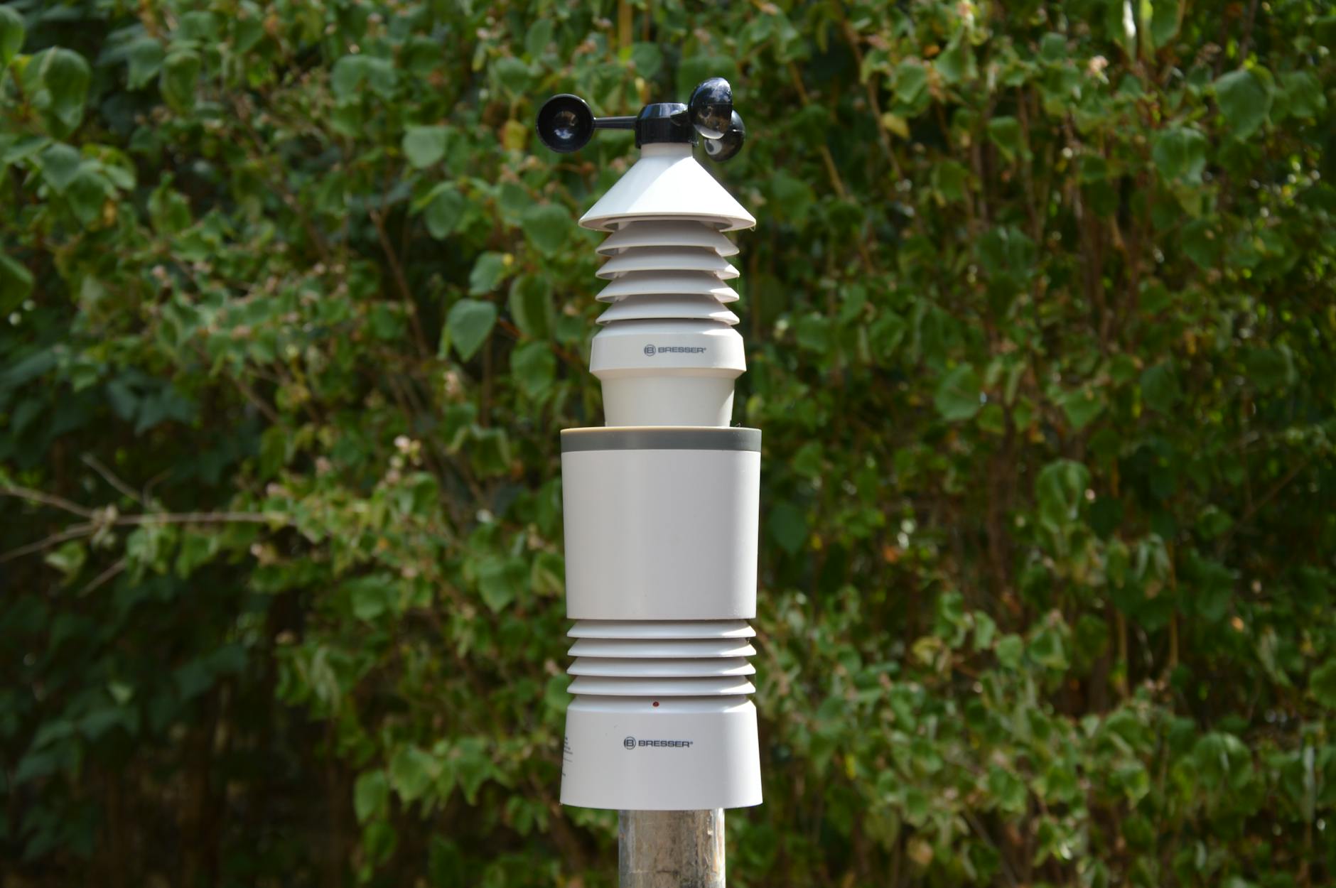 plastic weather station in garden