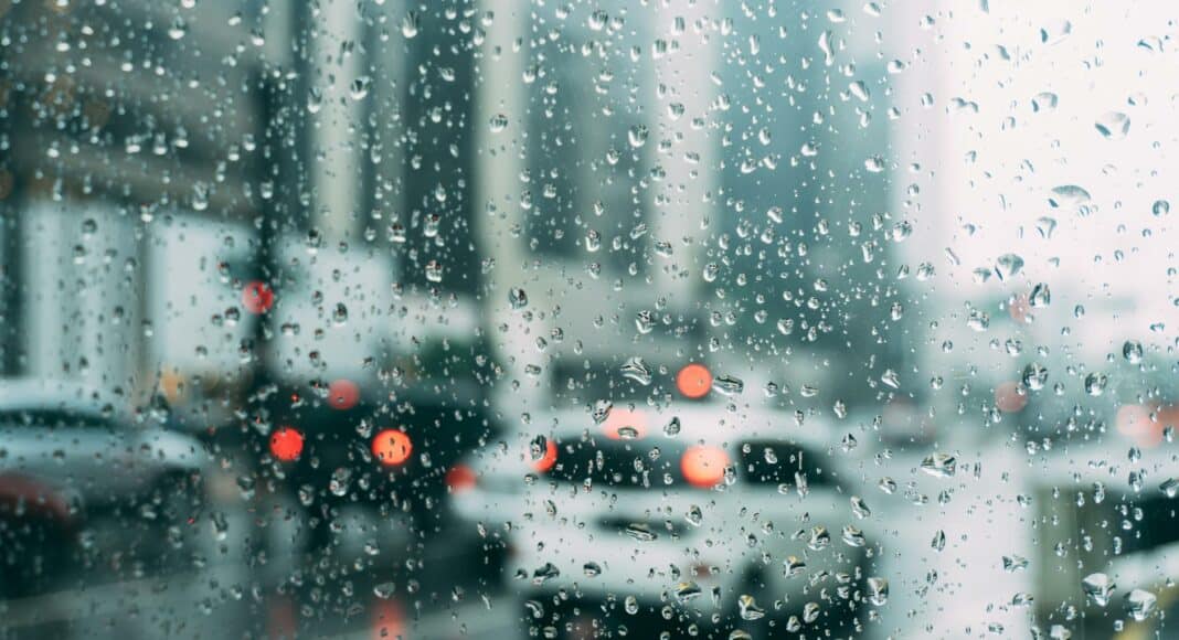 water dew in clear glass panel