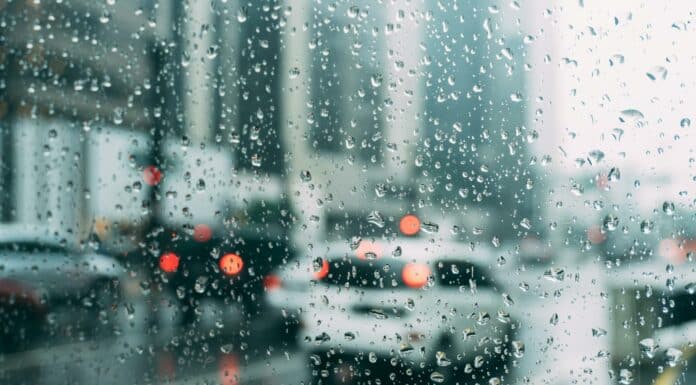 water dew in clear glass panel