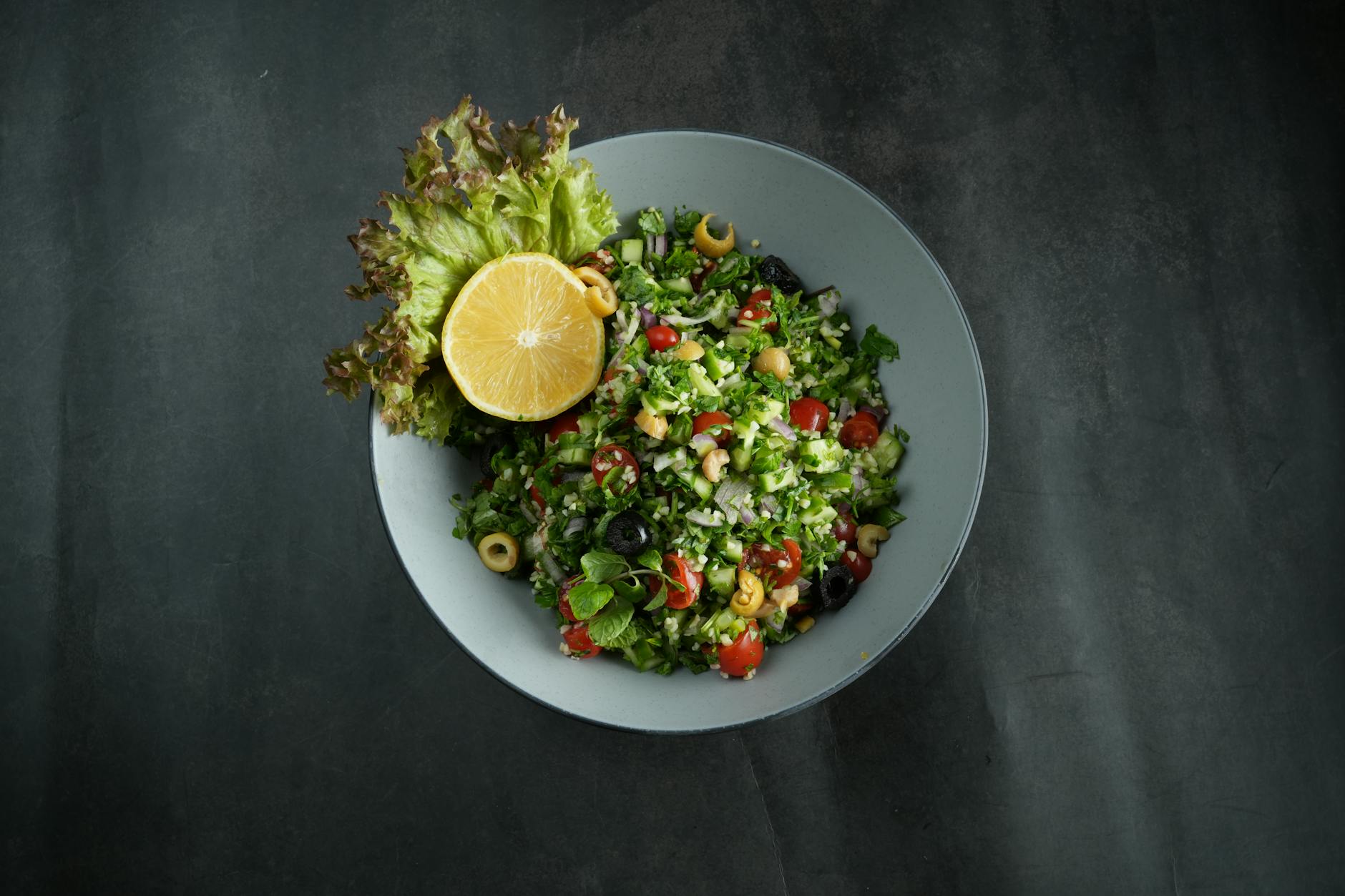 photo of a tabbouleh bowl
