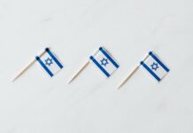 set of israeli flags on toothpicks