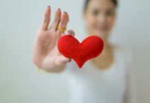 selective focus of red heart shape