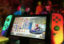 turned on red and green nintendo switch