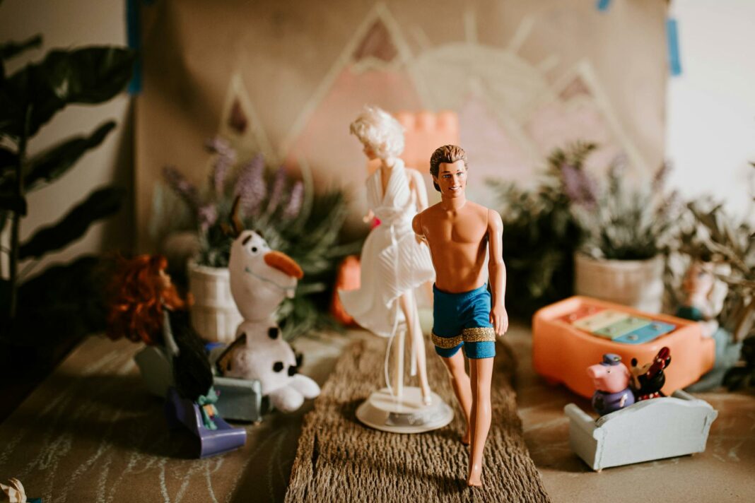 just married couple of toys at wedding celebration
