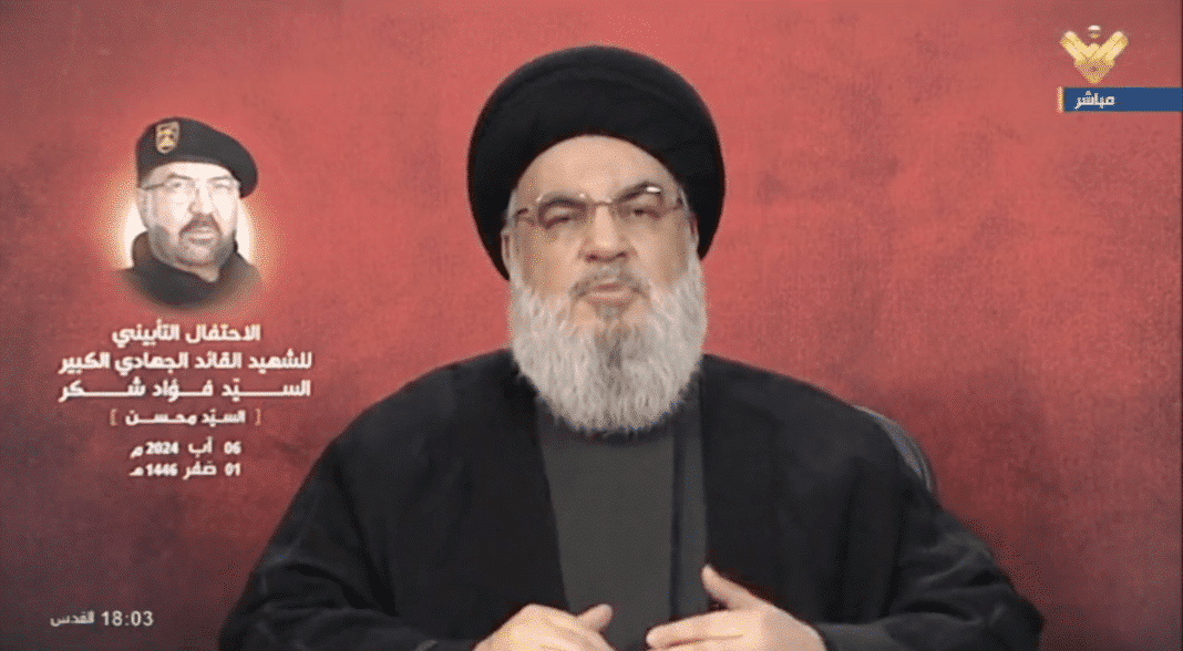 Hassan Nasrallah annonce les prochaines repr&Atilde;&copy;sailles alors que les avions isra&Atilde;&copy;liens passent le mur du son au-dessus de Beyrouth