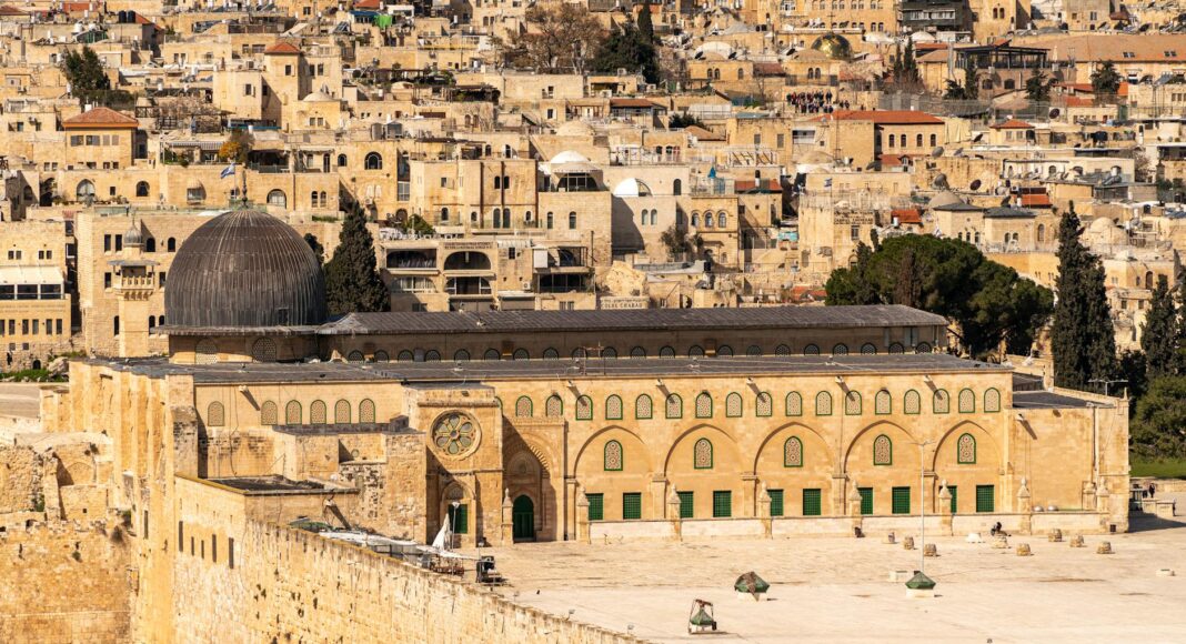 high angle view of a jerusalem city and al aqsa mosque