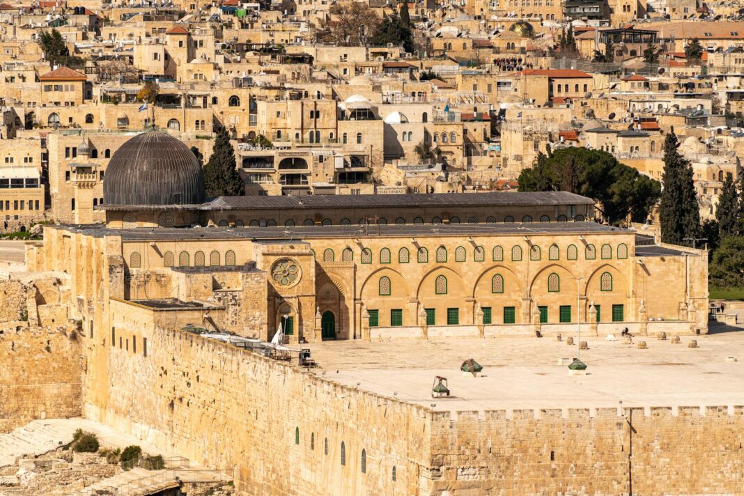 high angle view of a jerusalem city and al aqsa mosque