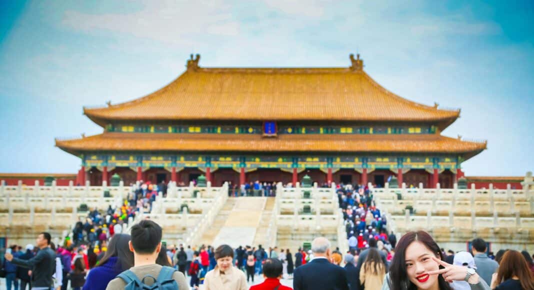 tourists at forbidden temple