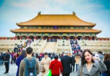 tourists at forbidden temple