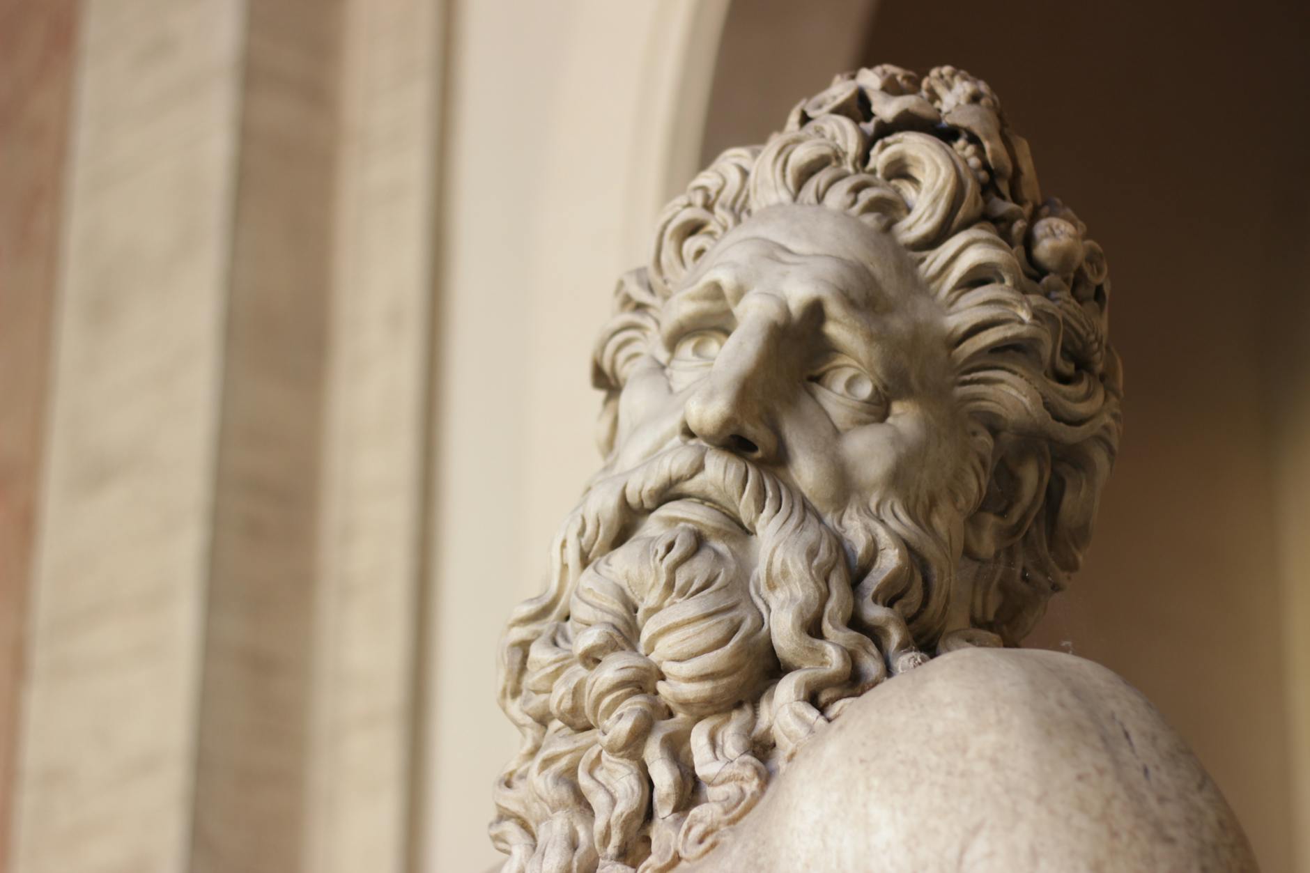 close up of the sculpture of zeus