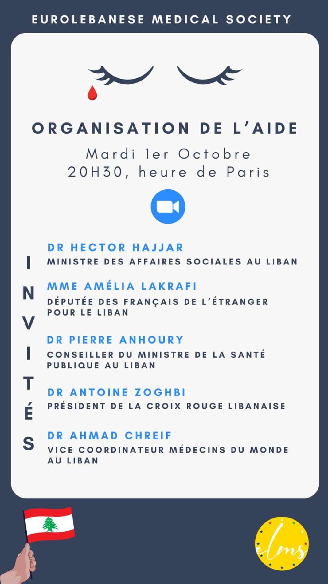 Réunion de travail organisée par la EuroLebanese Medical Society (ELMS) pour soutenir le Liban