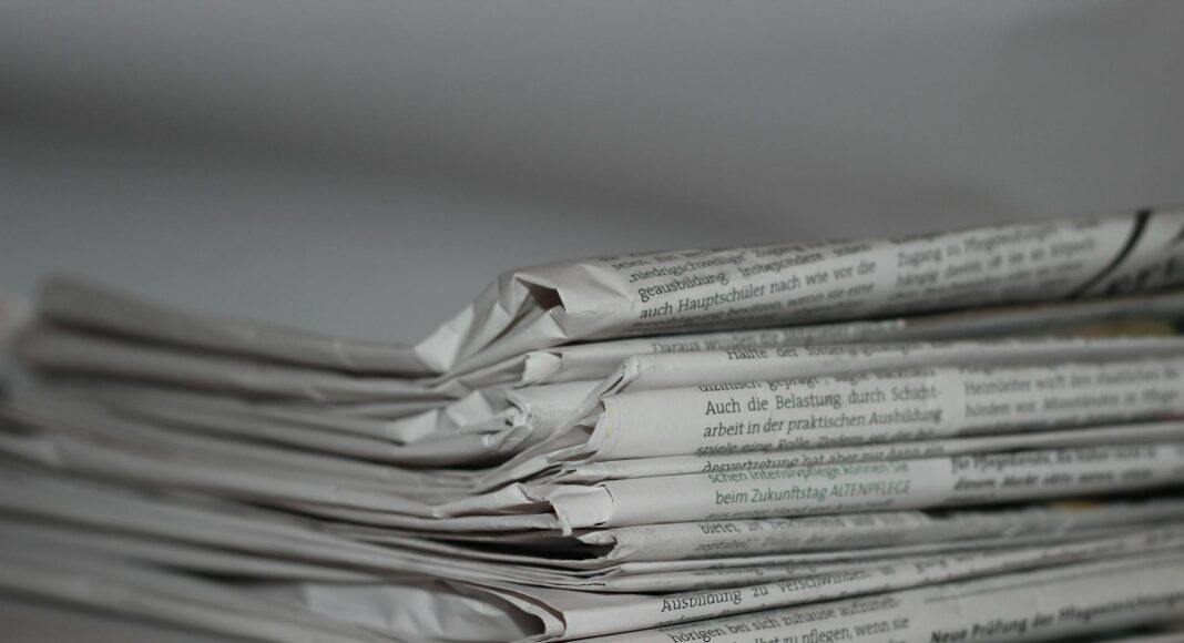 folded newspapers
