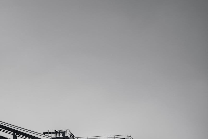 black and gray crane under gray sky