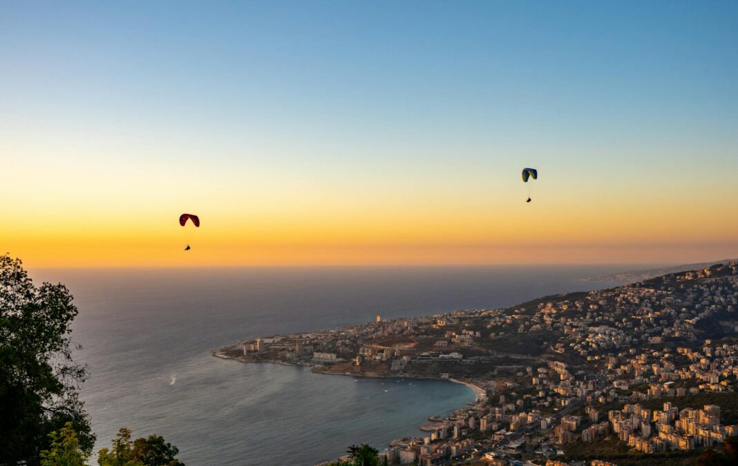 sunset paragliding
