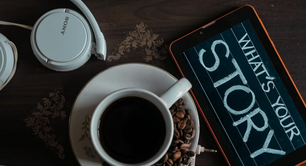 top view photo of coffee near tablet