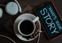 top view photo of coffee near tablet