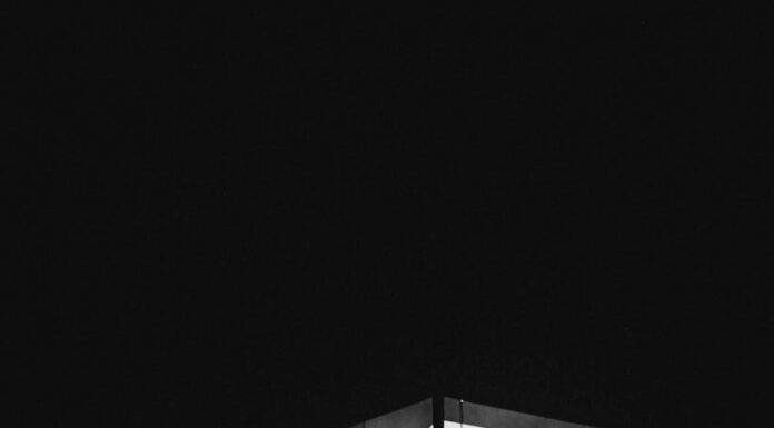 grayscale photo of a gas station