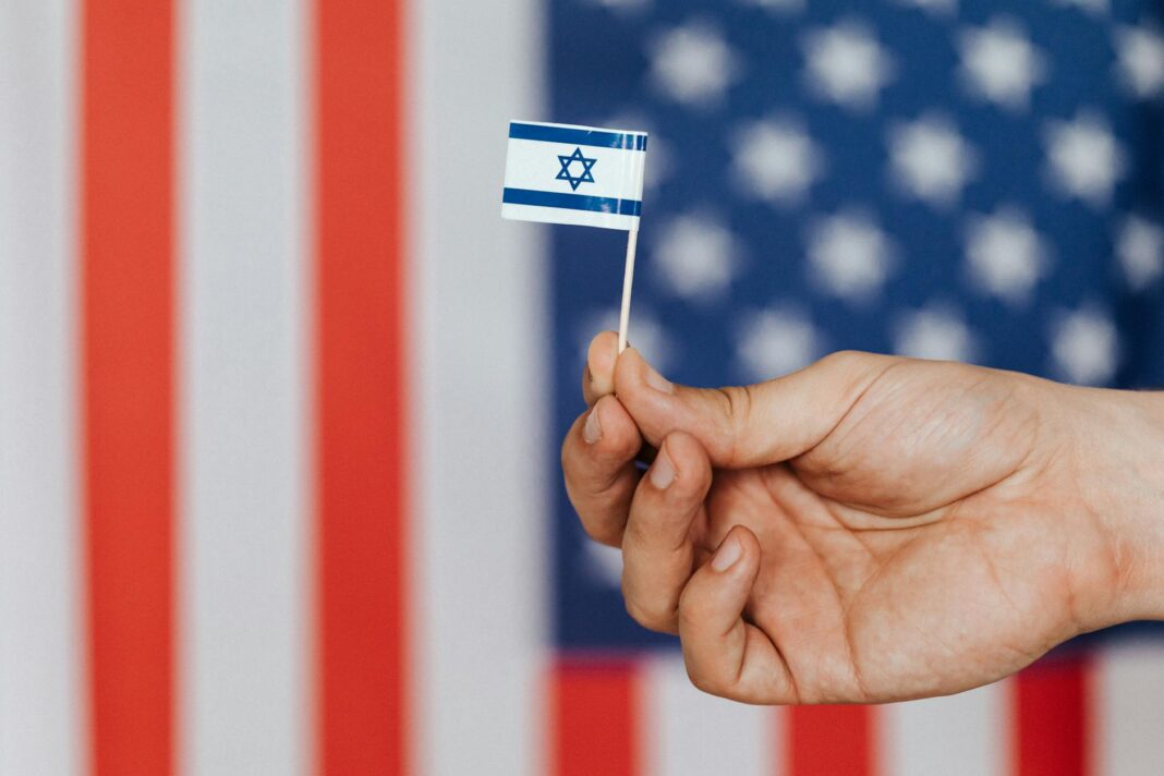 crop person showing handmade flag of israel