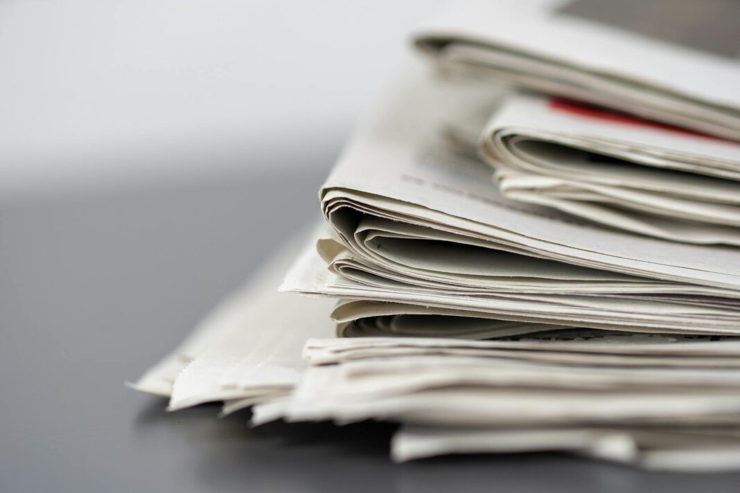 folded newspapers