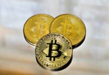 cryptocurrency in close up